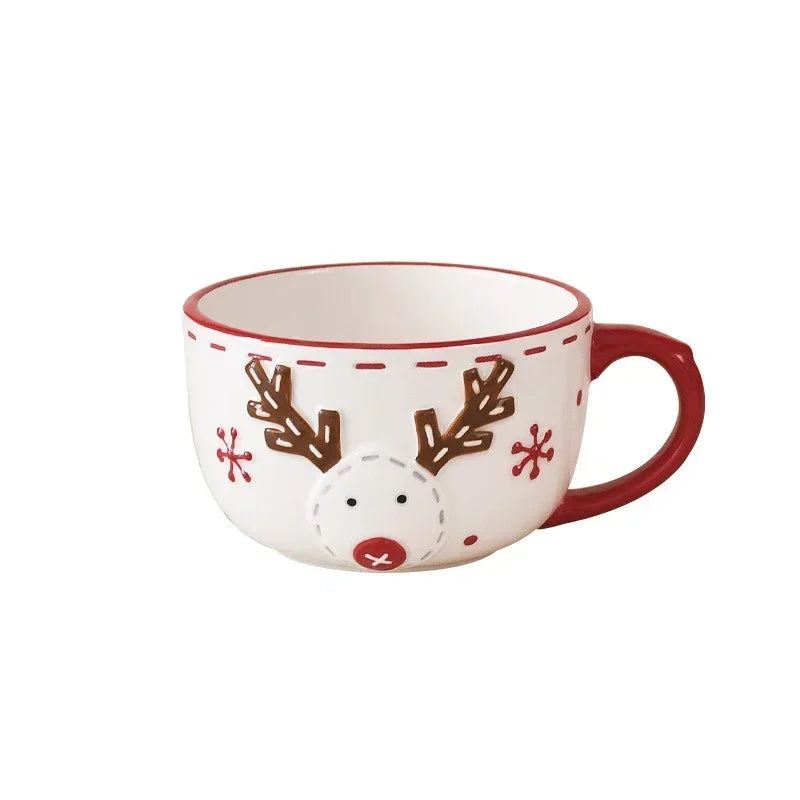 Santa & Elk Embossed Holiday Mug