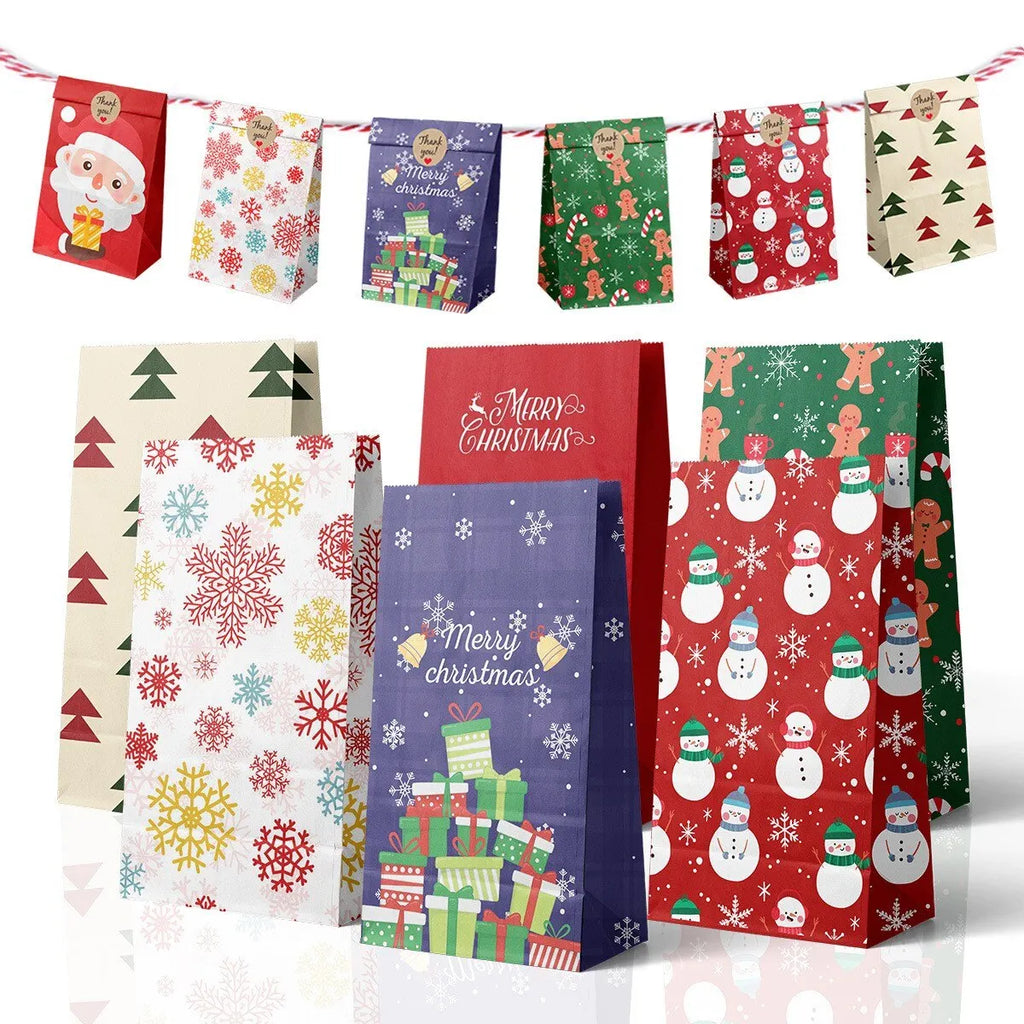 Rustic Kraft Christmas Gift Bag Set – 8 Pack