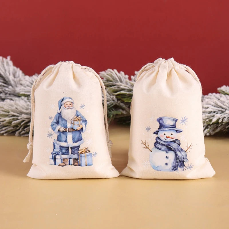 Holiday Linen Gift Bag Set – 6 Pack