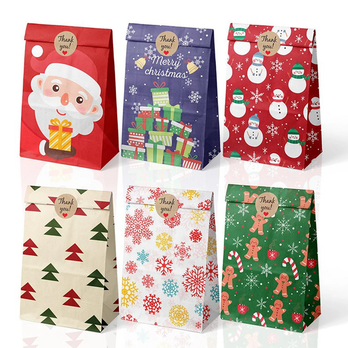 Rustic Kraft Christmas Gift Bag Set – 8 Pack
