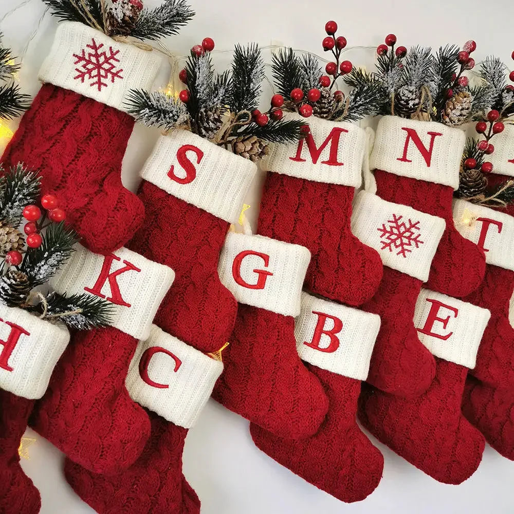 Snowflake Letter Cozy Socks