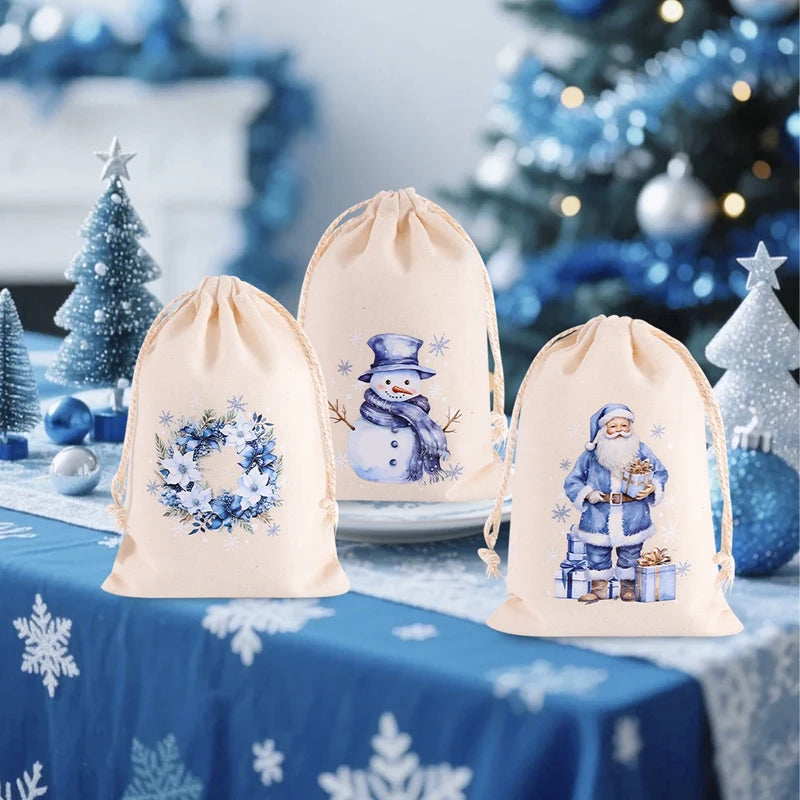 Holiday Linen Gift Bag Set – 6 Pack