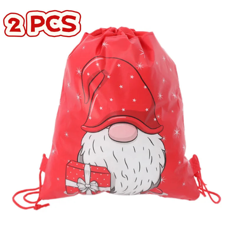 Santa Christmas Drawstring Bag – 2 Pack