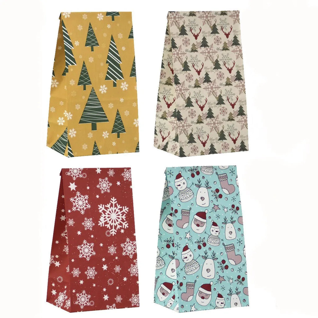 Rustic Kraft Christmas Gift Bag Set – 8 Pack