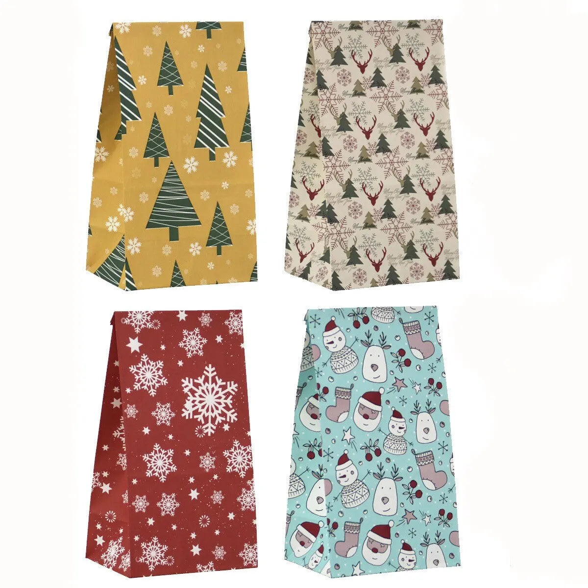 Rustic Kraft Christmas Gift Bag Set – 8 Pack