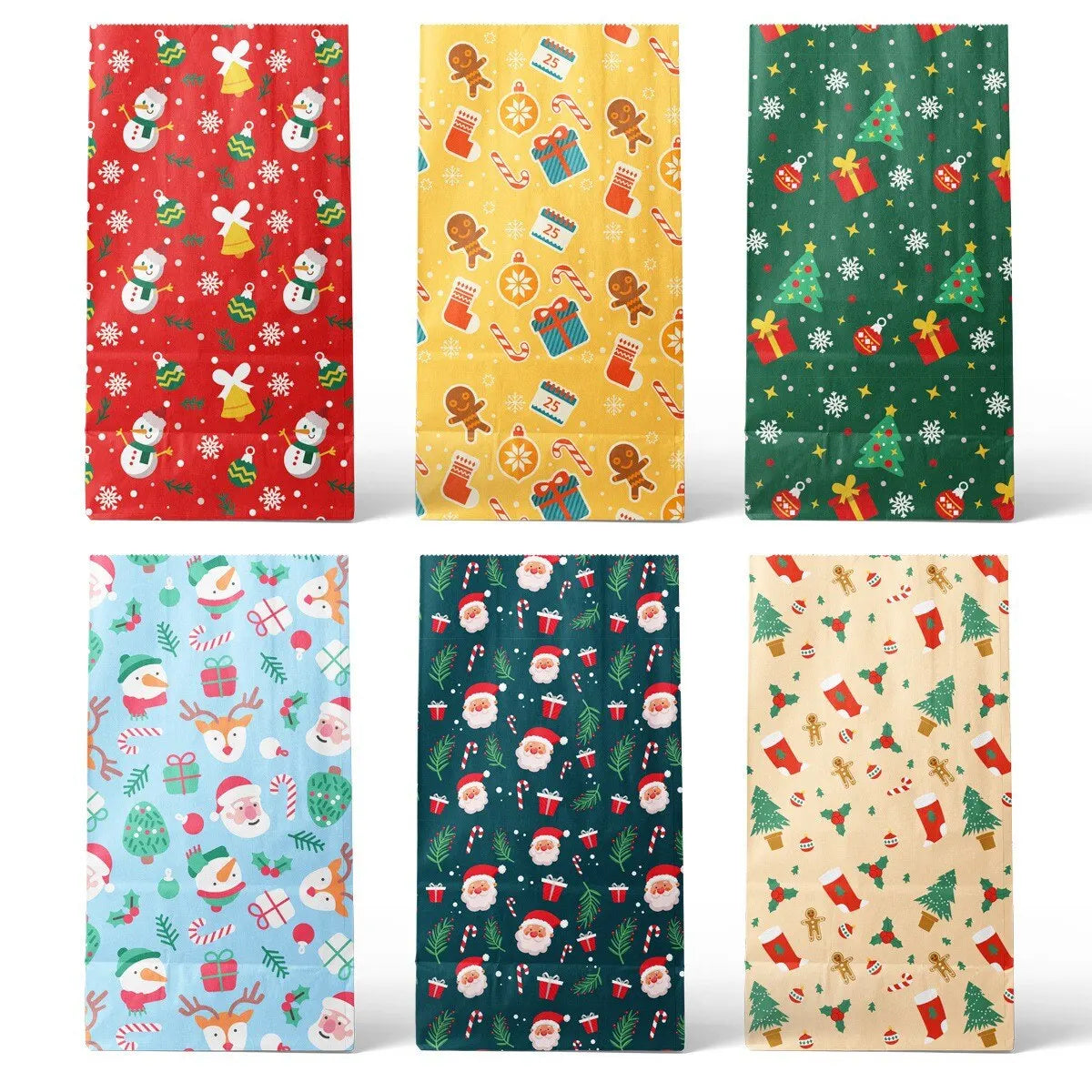 Rustic Kraft Christmas Gift Bag Set – 8 Pack
