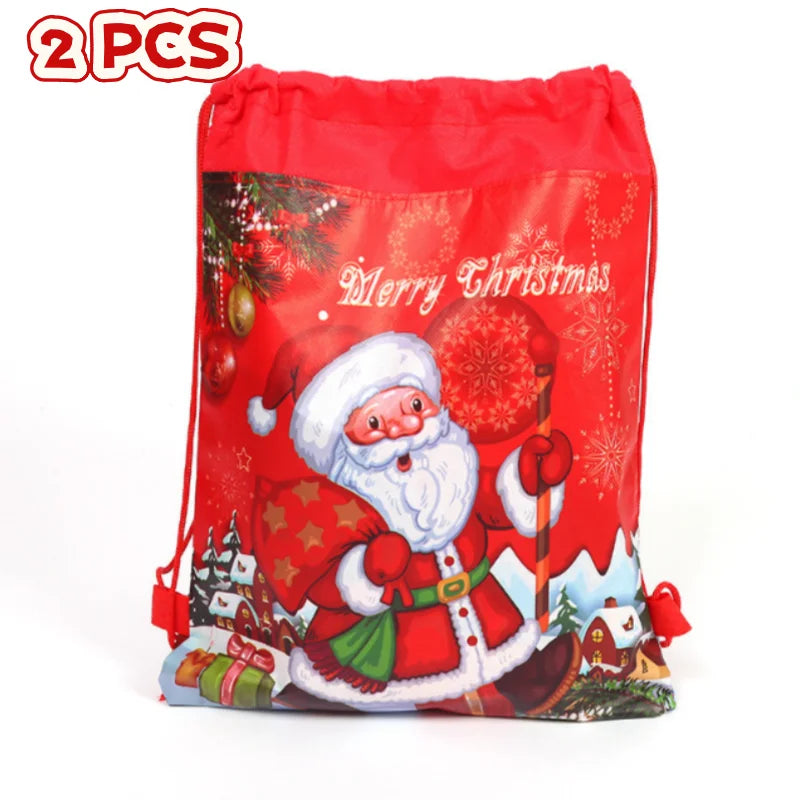 Santa Christmas Drawstring Bag – 2 Pack