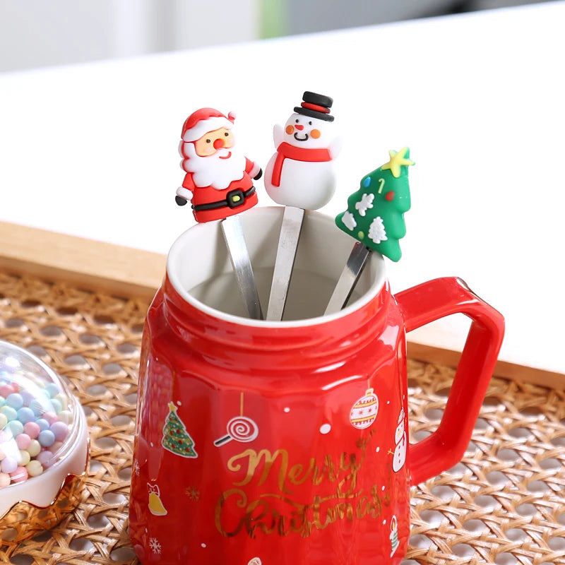 Santa Spoon Mug Set (Lid + Spoon)