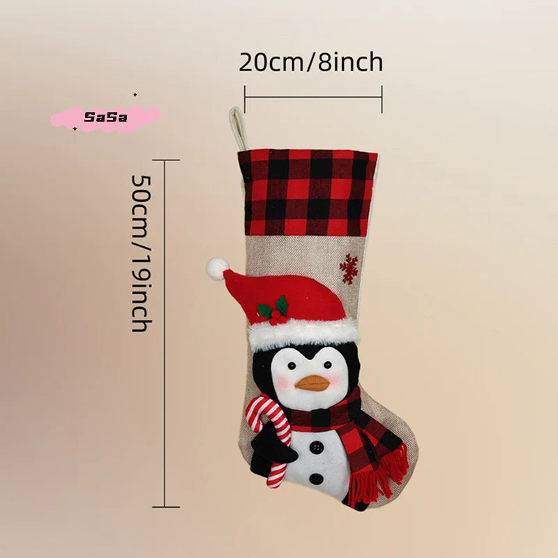 Rustic Burlap Deer & Santa Stocking