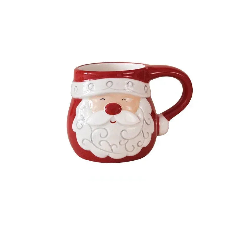 Santa & Elk Embossed Holiday Mug