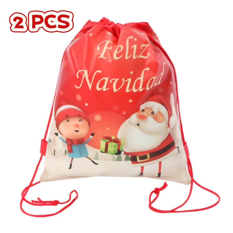 Santa Christmas Drawstring Bag – 2 Pack